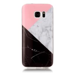MTK Samsung Galaxy S7 SM-G930 TPU Marmor - Rosa-Vit-Svart