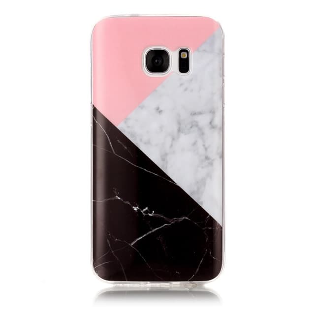 MTK Samsung Galaxy S7 SM-G930 TPU Marmor - Rosa-Vit-Svart
