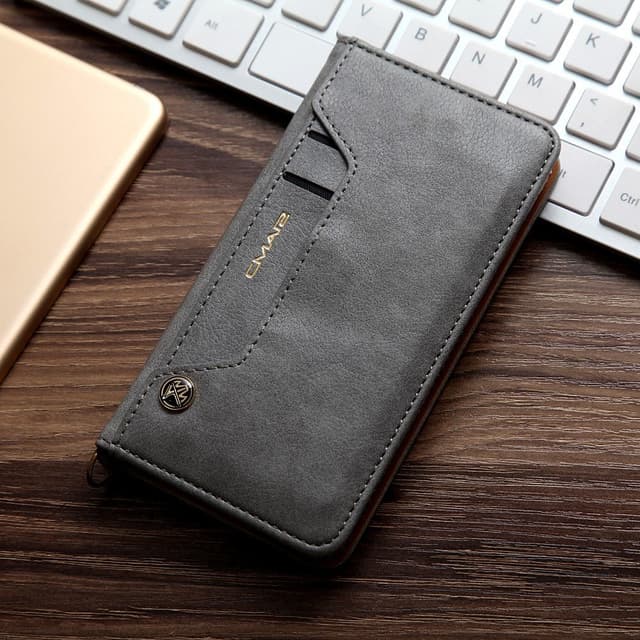 CMAI2 Litchi plånboksfodral till iPhone 7 / 8 / SE (2020) - Grå