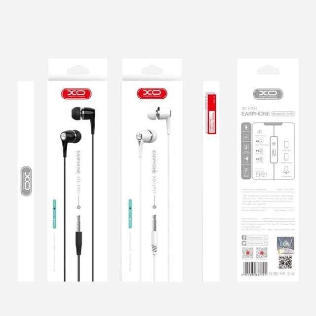 XO EP21 Trådade Hörlurar In-Ear, Vit