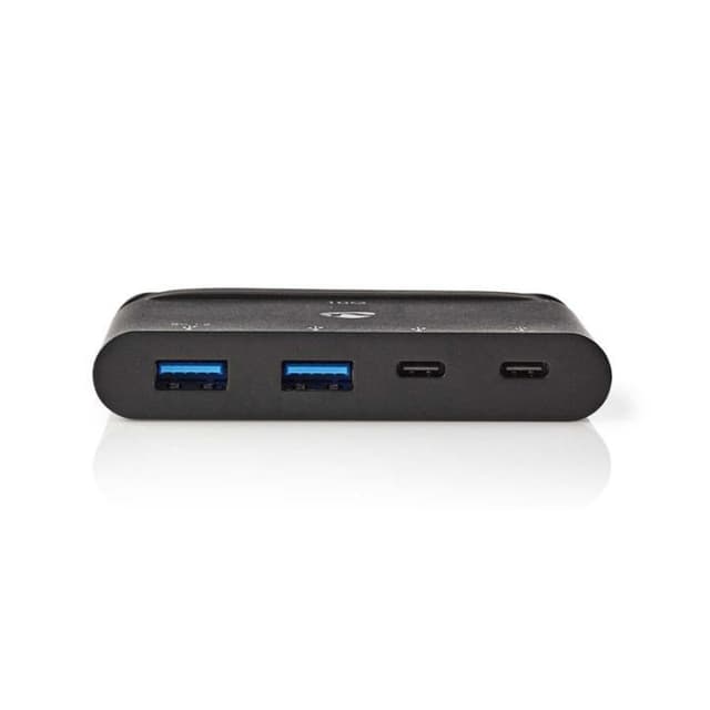 USB Multi-Port Adapter | USB 3.2 Gen 2 | USB-C™ Han | 2x USB-A / 2x USB-C™ | Runde | Nikkelplateret | Sort | Box