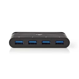 Nedis USB Multi-Port Adapter | USB 3.2 Gen 1 | USB-C™ Hann | 4x USB-A | Rund | Nikkel belagt | Sort | Vindusboks med Euro Lock