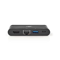 Nedis USB Multi-Port Adapter | USB 3.2 Gen 1 | USB-CHan | HDMIHun / RJ45 Hun / USB-A Hun / USB-CHun | Runde | Nikkelplateret | Sort | Box