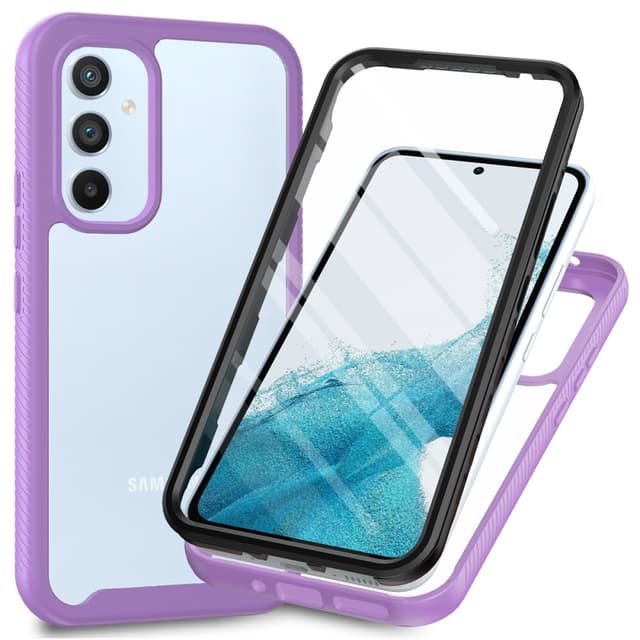 SKALO Samsung A54 5G Stødsikker Clear Hybrid Cover + Skaermbeskyttelse - Lilla