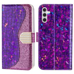 SKALO Samsung A54 5G Glitter design Pungetui - Lilla