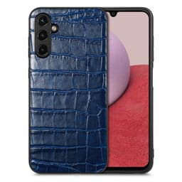 SKALO Samsung A14 4G/5G Krokodil PU-Läder Hybrid Skal - Blå