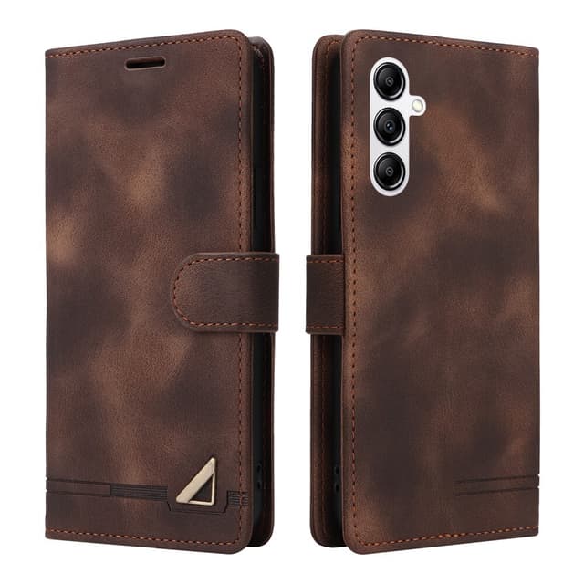 SKALO Samsung A14 4G/5G Flip Cover m. pung i PU-læder - Brun
