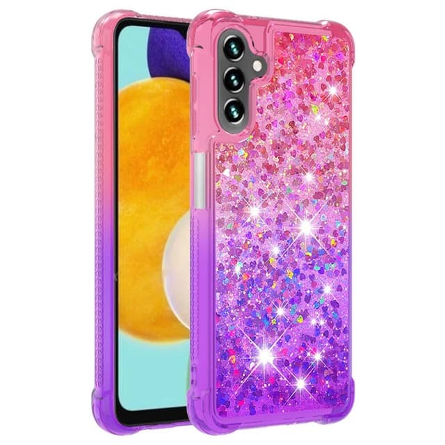 SKALO Samsung A54 5G Kvicksand Glitter Hjerter TPU Cover - Pink-Lilla