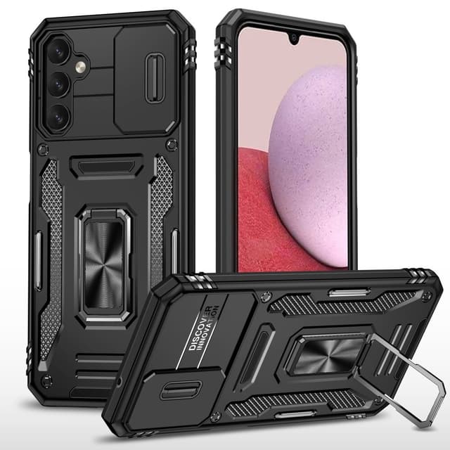 SKALO Samsung A14 4G/5G Armor Hybrid Metal Ring Camera Slider - Sort