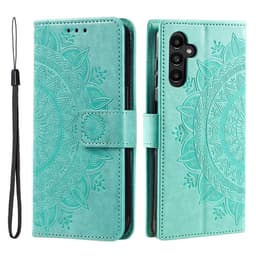 SKALO Samsung A34 5G Mandala lompakkokotelo - Turkoosi