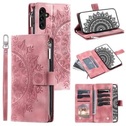 SKALO Samsung A34 5G Big Wallet Mandala Lompakkokotelo - Ruusukulta