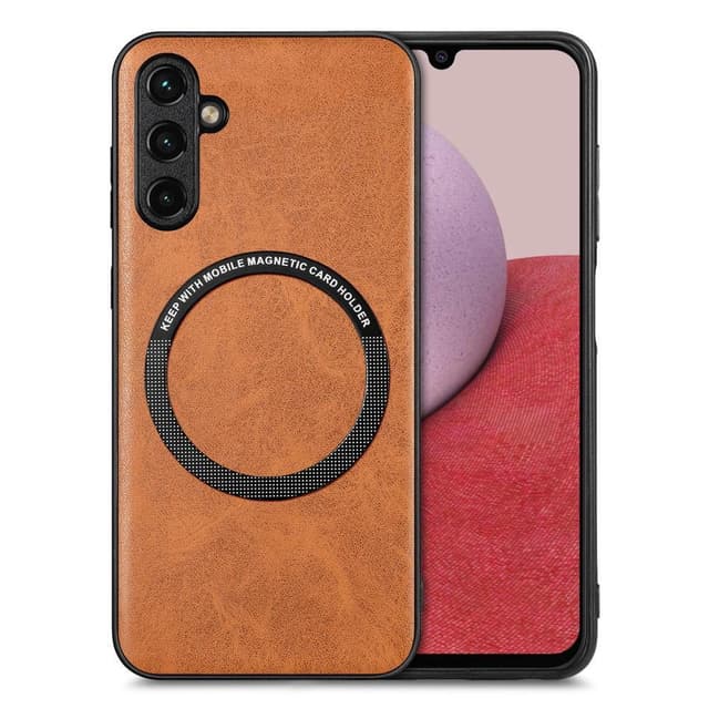 SKALO Samsung A14 4G/5G PU-Läder Hybrid Magnetring Skal - Brun