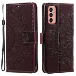 SKALO Samsung A14 4G/5G Mandala lompakkokotelo - Ruskea