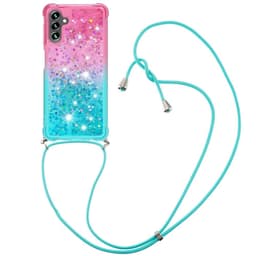 SKALO Samsung A54 5G Kvicksand Glitter Mobile Collar - Pink-Turkis