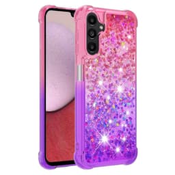 SKALO Samsung A14 5G Juoksuhiekka Glitter Sydämet TPU kuori - Pinkki-Violetti