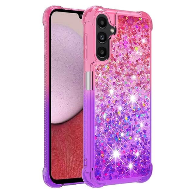 SKALO Samsung A14 5G Kvicksand Glitter Hjärtan TPU-skal - Rosa-Lila