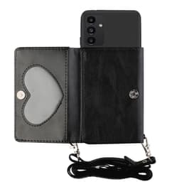 SKALO Samsung A14 4G/5G TPU-Suojakuori with Heart Wallet - Musta