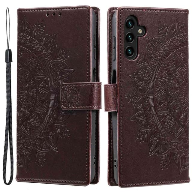 SKALO Samsung A54 5G Mandala Plånboksfodral - Brun