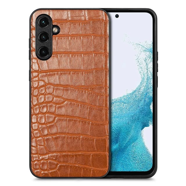 SKALO Samsung A54 5G Crocodile PU Nahka Hybrid Suojakuori - Ruskea