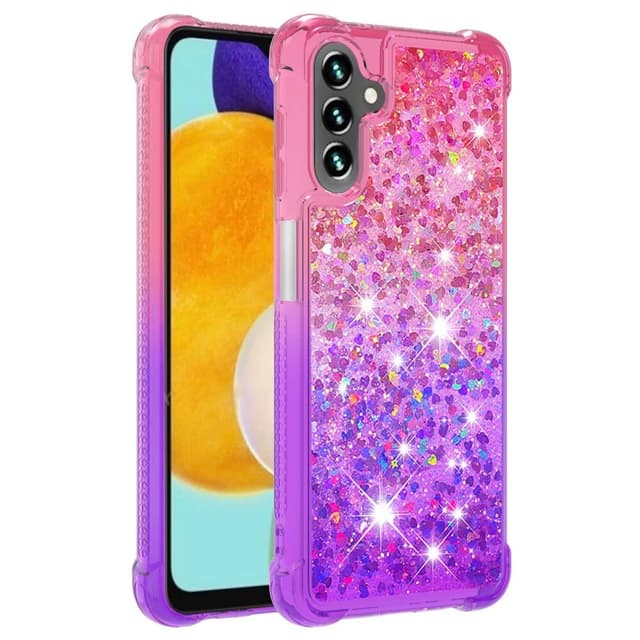 SKALO Samsung A34 5G Juoksuhiekka Glitter Sydämet TPU kuori - Pinkki-Violetti