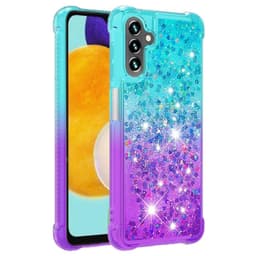 SKALO Samsung A34 5G Kvicksand Glitter Hjärtan TPU-skal - Turkos-Lila