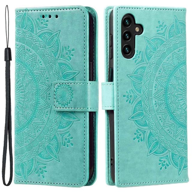 SKALO Samsung A54 5G Mandala lompakkokotelo - Turkoosi