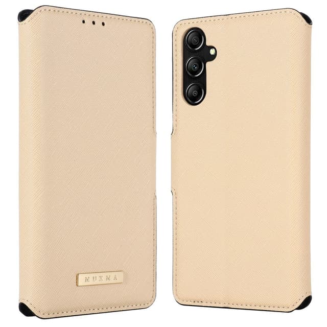 SKALO Samsung A14 4G/5G MUXMA Saffiano PU-læder Pungetui - Guld