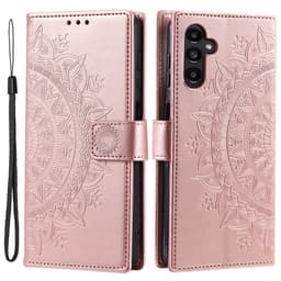 SKALO Samsung A34 5G Mandala lompakkokotelo - Ruusukulta