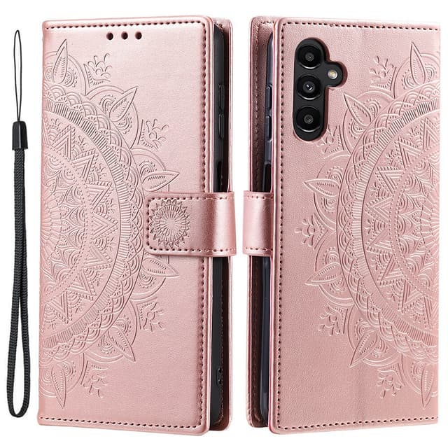 SKALO Samsung A34 5G Mandala lompakkokotelo - Ruusukulta