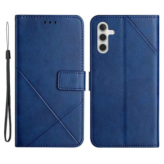 SKALO Samsung A34 5G Kohokuvioitu PU Nahka Lompakkokotelo - Sininen