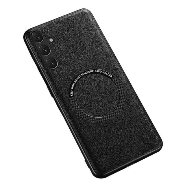 SKALO Samsung A54 5G PU Nahka Hybrid Magnetic Ring Suojakuori - Musta