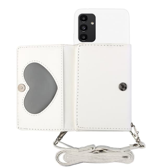 SKALO Samsung A14 4G/5G TPU-Suojakuori with Heart Wallet - Valkoinen