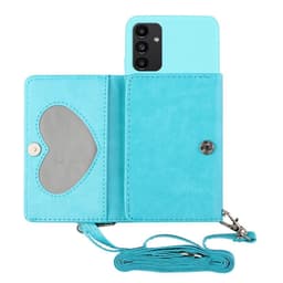 SKALO Samsung A14 4G/5G TPU-Suojakuori with Heart Wallet - Turkoosi
