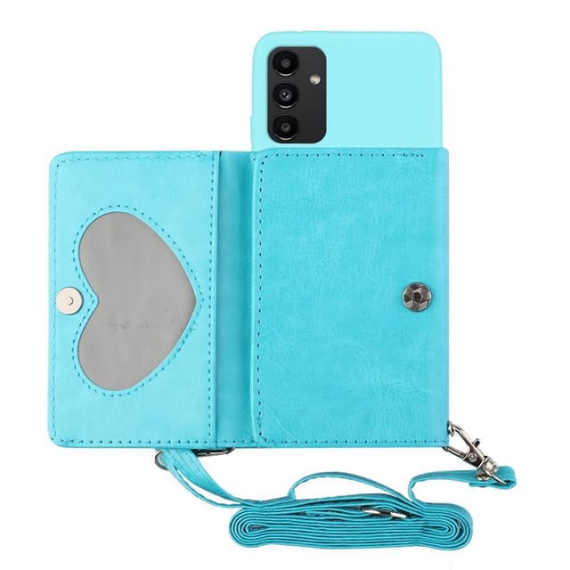 SKALO Samsung A14 4G/5G TPU-Suojakuori with Heart Wallet - Turkoosi