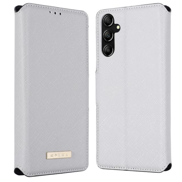 SKALO Samsung A14 4G/5G MUXMA Saffiano PU-nahka Lompakkokotelo - Valkoinen