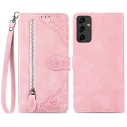SKALO Samsung A14 4G/5G Big Wallet Flower Plånboksfodral - Rosa