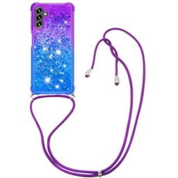 SKALO Samsung A54 5G Juoksuhiekka Glitter Mobile kaulapanta - Violetti-Sininen