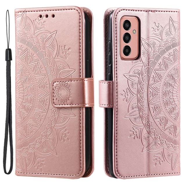 SKALO Samsung A14 4G/5G Mandala Flip Cover - Rosa guld