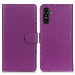 SKALO Samsung A14 4G/5G Litchi Lompakkokotelo - Violetti