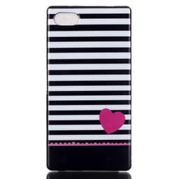 TPU Skal Z5 Compact - Stripes and Pink Heart