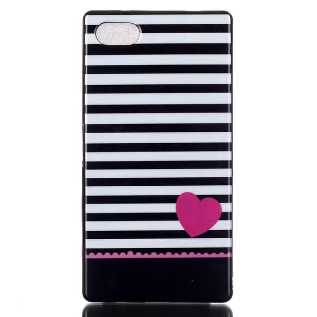 TPU Skal Z5 Compact - Stripes and Pink Heart