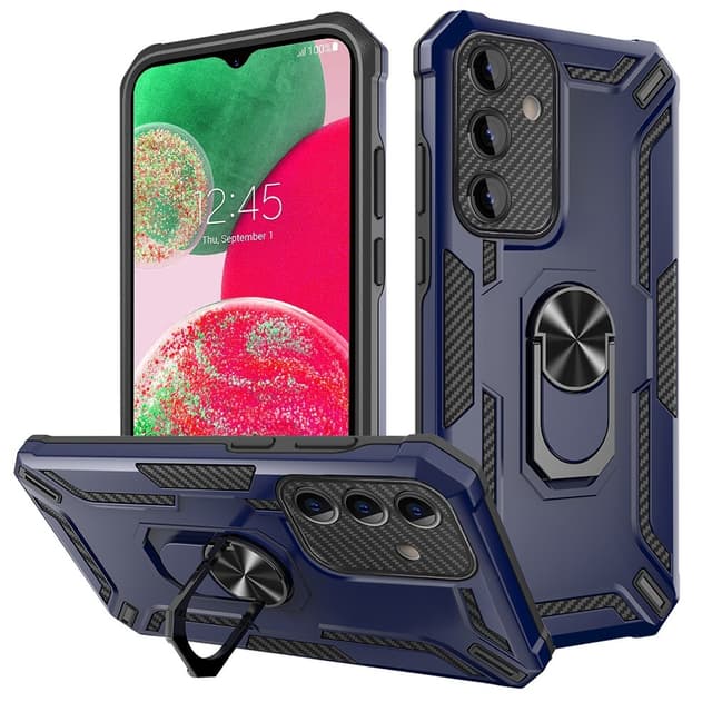 SKALO Samsung A34 5G Armor Hybrid Metallring skal - Blå