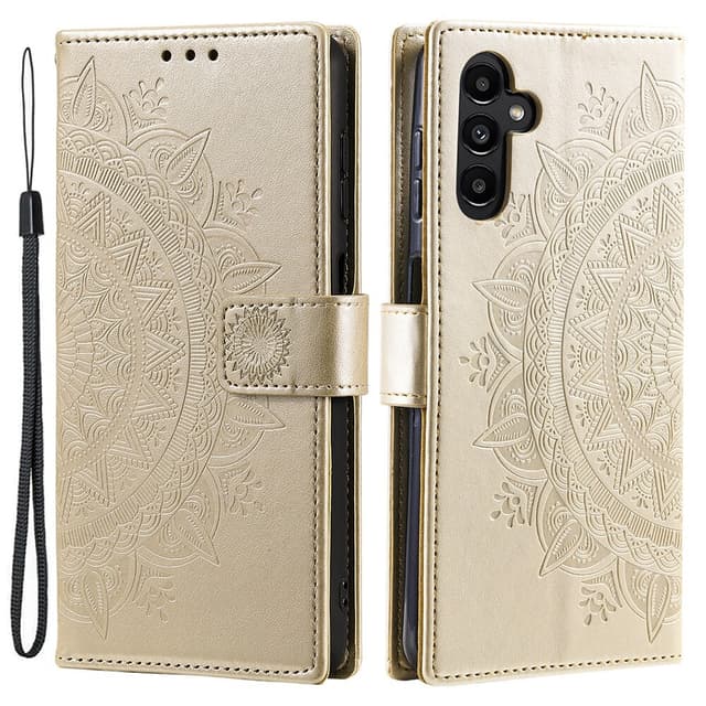 SKALO Samsung A34 5G Mandala lompakkokotelo - Kulta