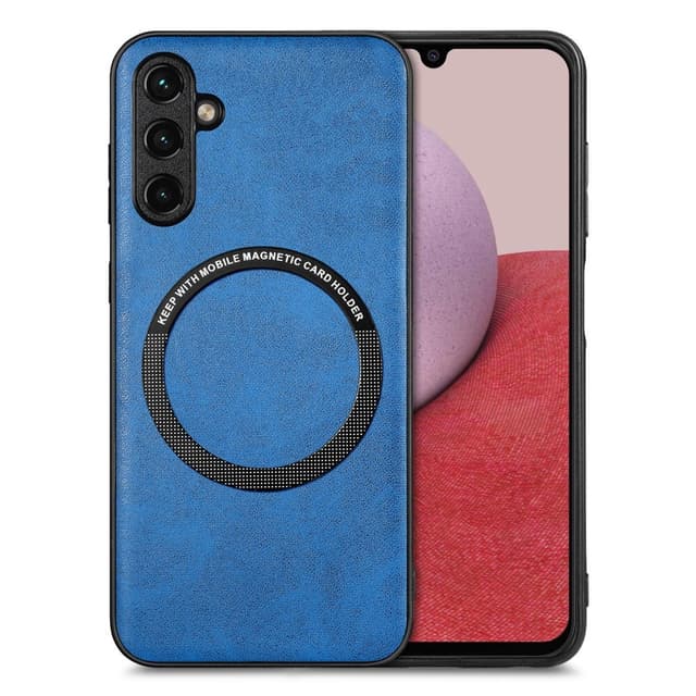 SKALO Samsung A14 4G/5G PU læder hybrid magnetisk ring Cover - Blå