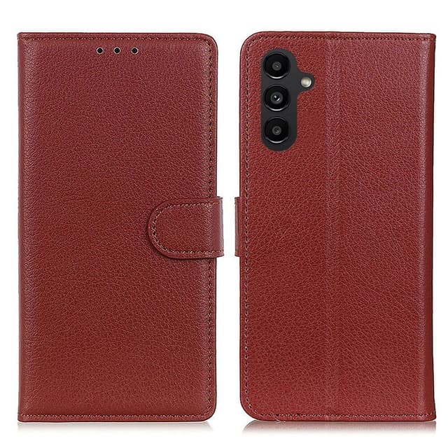 SKALO Samsung A14 4G/5G Litchi Plånboksfodral - Brun