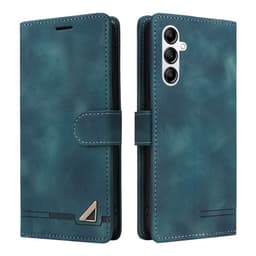 SKALO Samsung A14 4G/5G Flip Cover m. pung i PU-læder - Blå