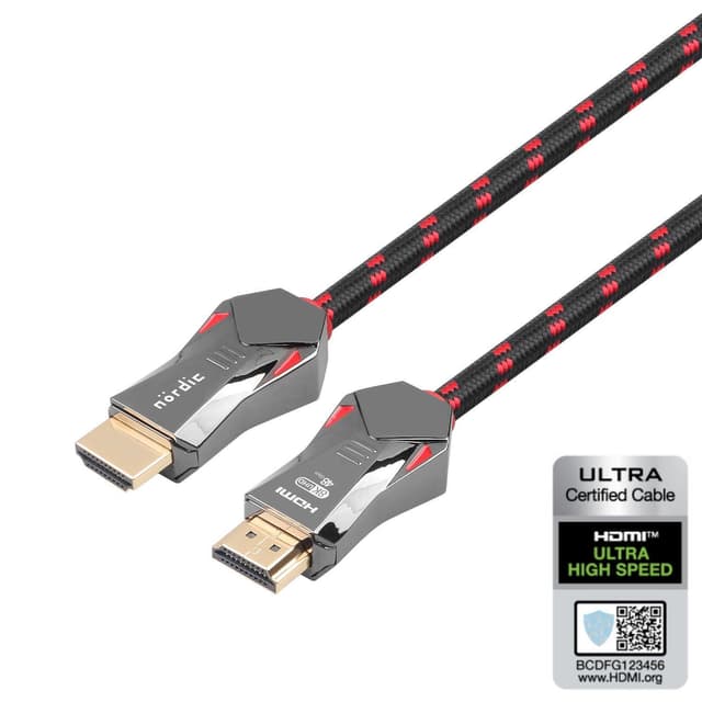 NÖRDIC-SERTIFISERT KABLER 2m Ultra High Speed ​​​​HDMI 2.1 8K 60Hz 4K 120Hz 48Gbps Dynamic HDR eARC VRR Nylonflettet kabel Gullbelagte kontakter