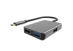 NÖRDIC 1 til 4 USB C Docking Station 1xHDMI 4K 30Hz 1XUSB C 60W PD 2XUSB3.1 5Gbps Aluminium Space Grey