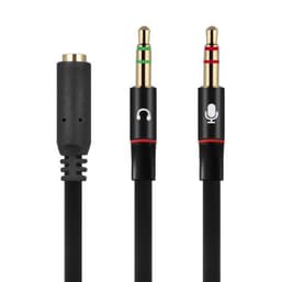 NÖRDIC Ljudadapter headset till dator 2x3.5mm TRS hana till 1x3,5mm TRRS hona 10cm