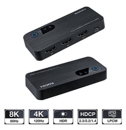 NÖRDIC HDMI 2.1 -svitsj 2 til 1 8K60Hz 4K120Hz 48Gbps HDR HDCP2.3 Surround 7.1 CEC